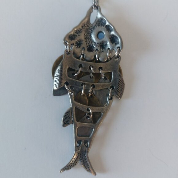 Necklace Fish Pendant Long Silver Tone Rhinestones American Eagle Outfitters - Picture 11 of 14